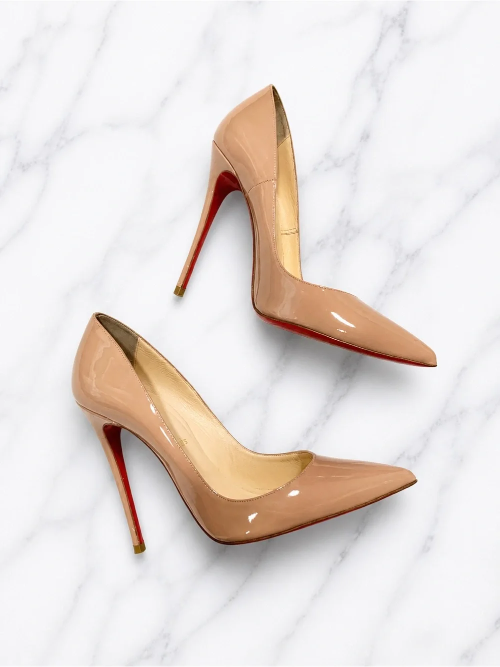 Christian Louboutin So Kate 120mm Nude Patent Leather Stiletto Heel Pump 38.5